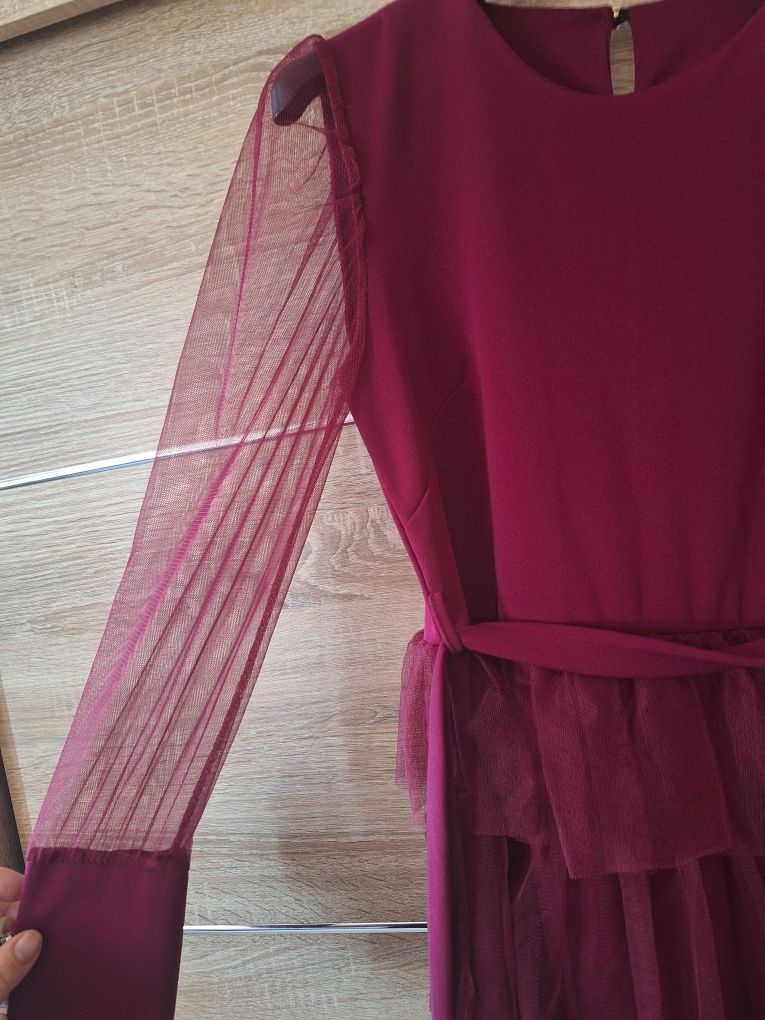 Sukienka burgund fiolet xs /s