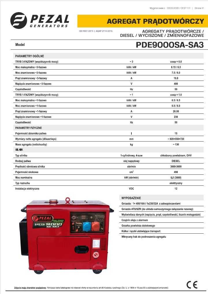 Генератор дизельний Pezal PDE9000SA-SA3