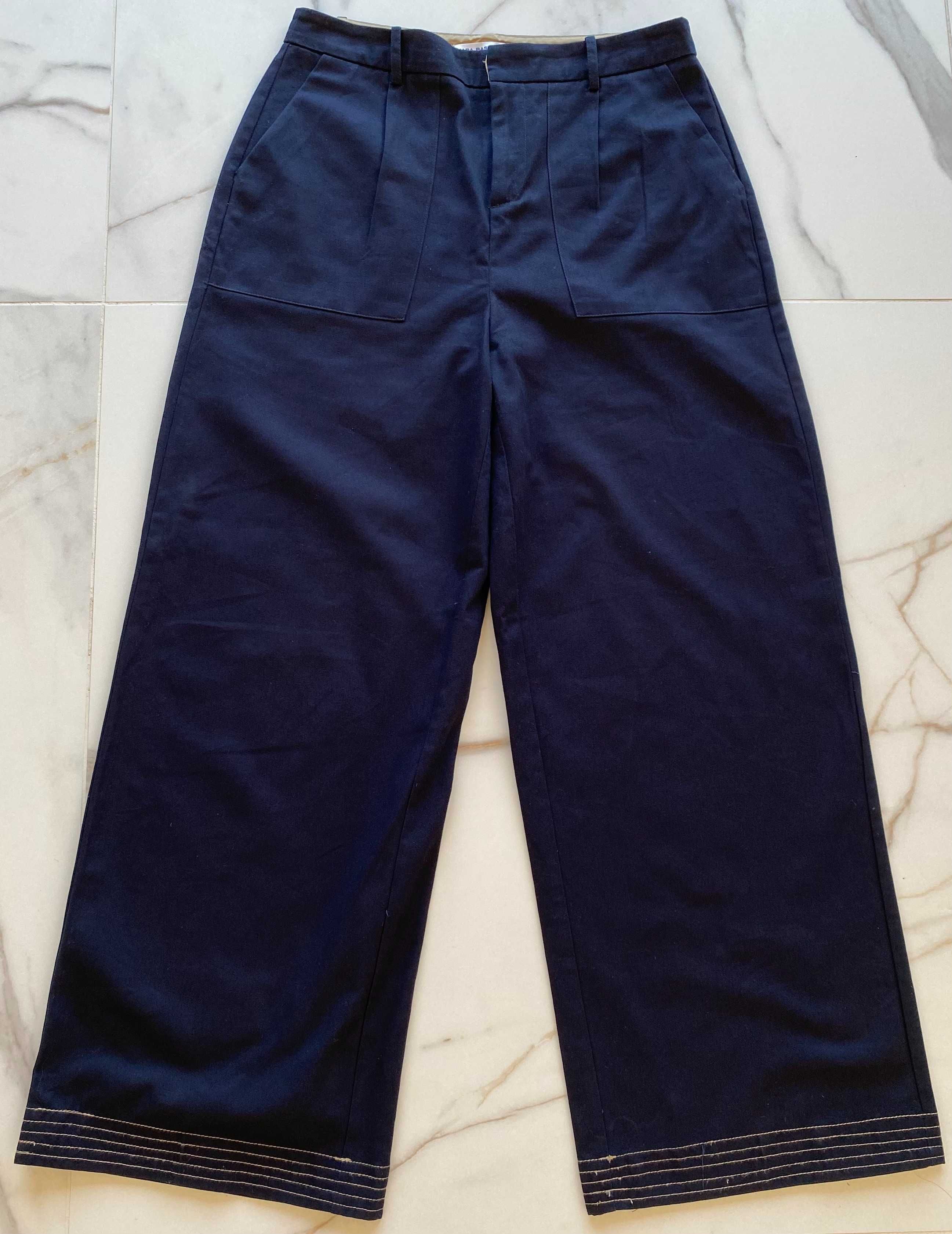 Zara Basic - granatowe super spodnie kuloty r. 28 M - NOWE bez papiero
