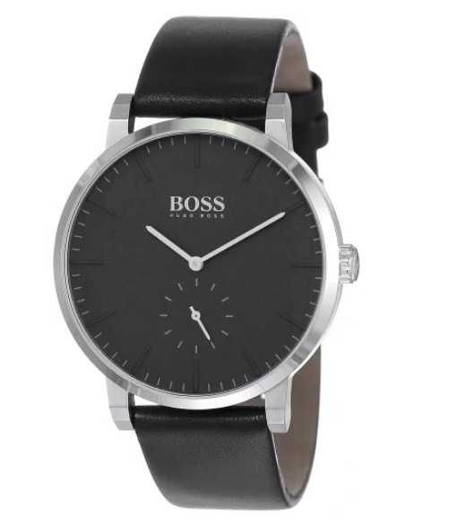 Zegarek męski Hugo Boss czarny skórzany skóra