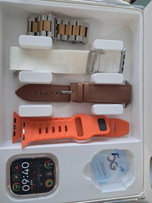 Smartwatch ecrã amoled + 5 braceletes e capa protetora