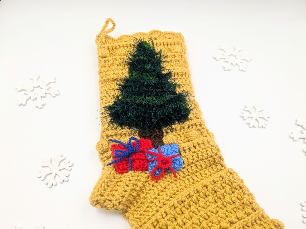 Skarpeta na prezenty świąteczna ozdobna handmade rękodzieło choinka