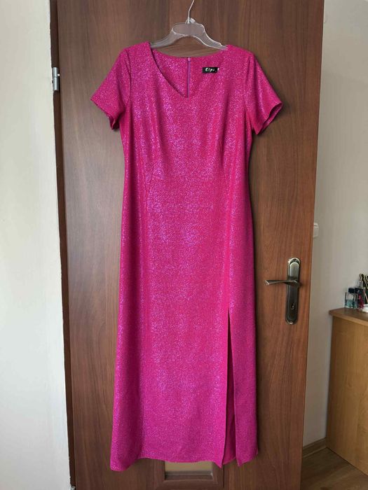 Sukienka wieczorowa na wesele, andrzejki, sylwestra różowa błyszcząca