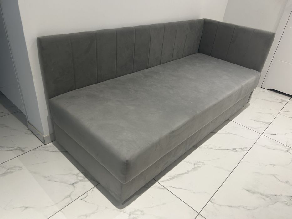 Tapczan szary, łóżko jednoosobowe 90x200 cm