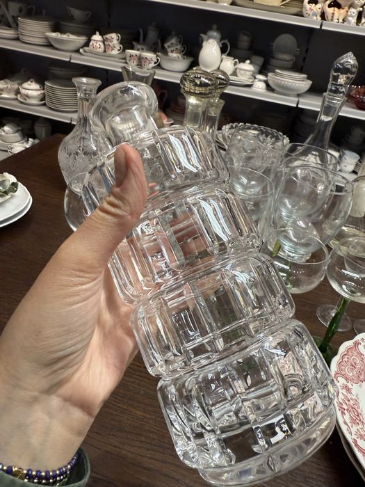Karafka szklana fajny design z kryształowym korkiem butelka 1876