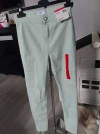 Nowe z metkami spodnie r S/ 36 miętowe, pastelowe jeansy