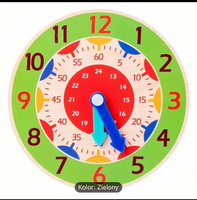 drewniany zegar do nauki  godzin TYLKO RÓZOWY !