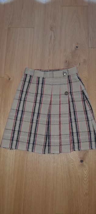 Spodnica damska z faldami  w krate bezowa r. S