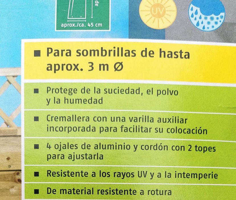 Capa protetora de guarda sol de diametro até 3 metros- nova