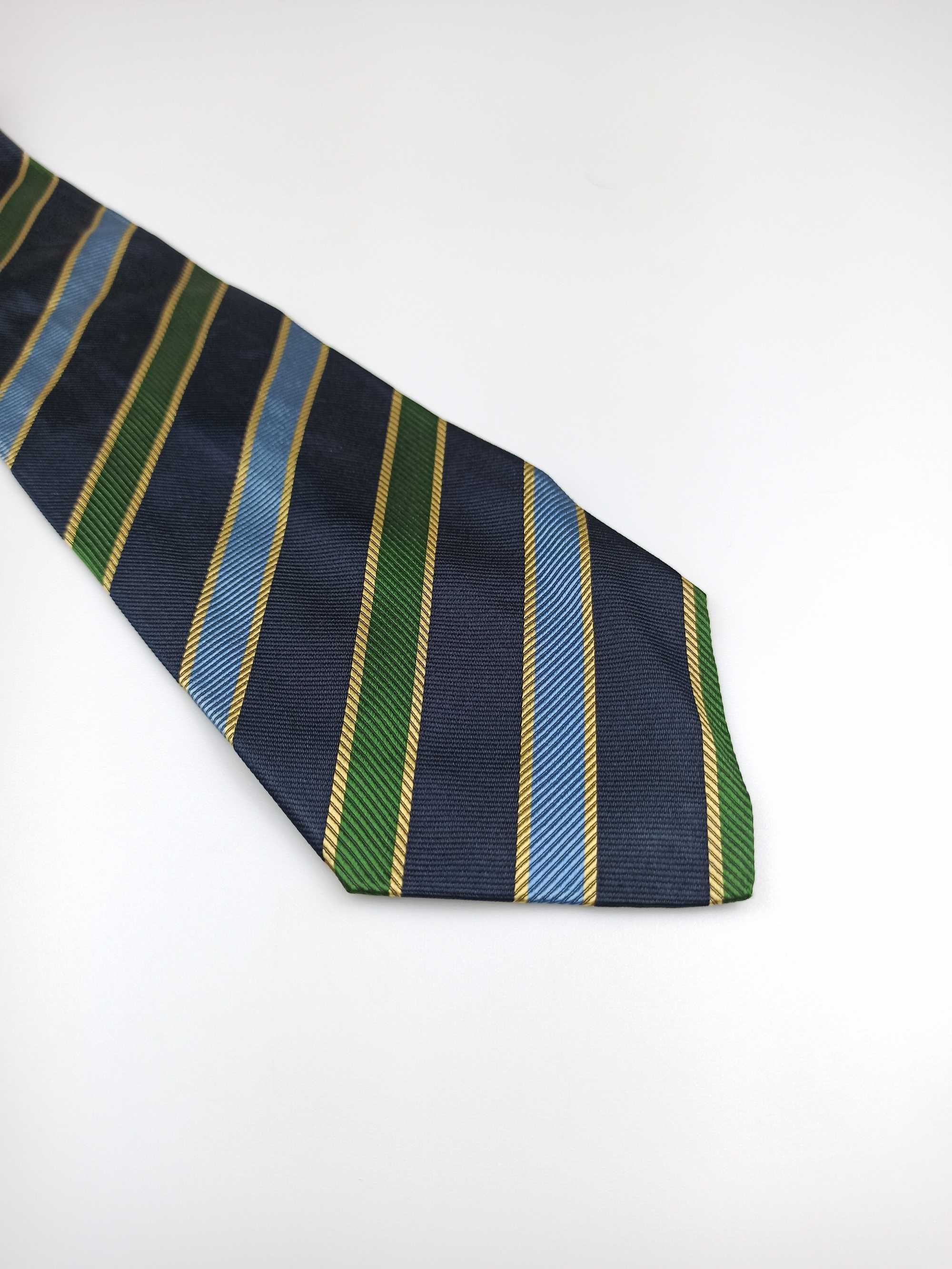 Argyle & Sutherland granatowy jedwabny krawat w paski mpi73