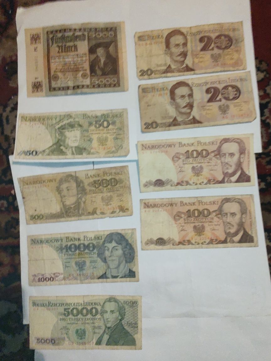 Zestaw banknotów z lat 1930