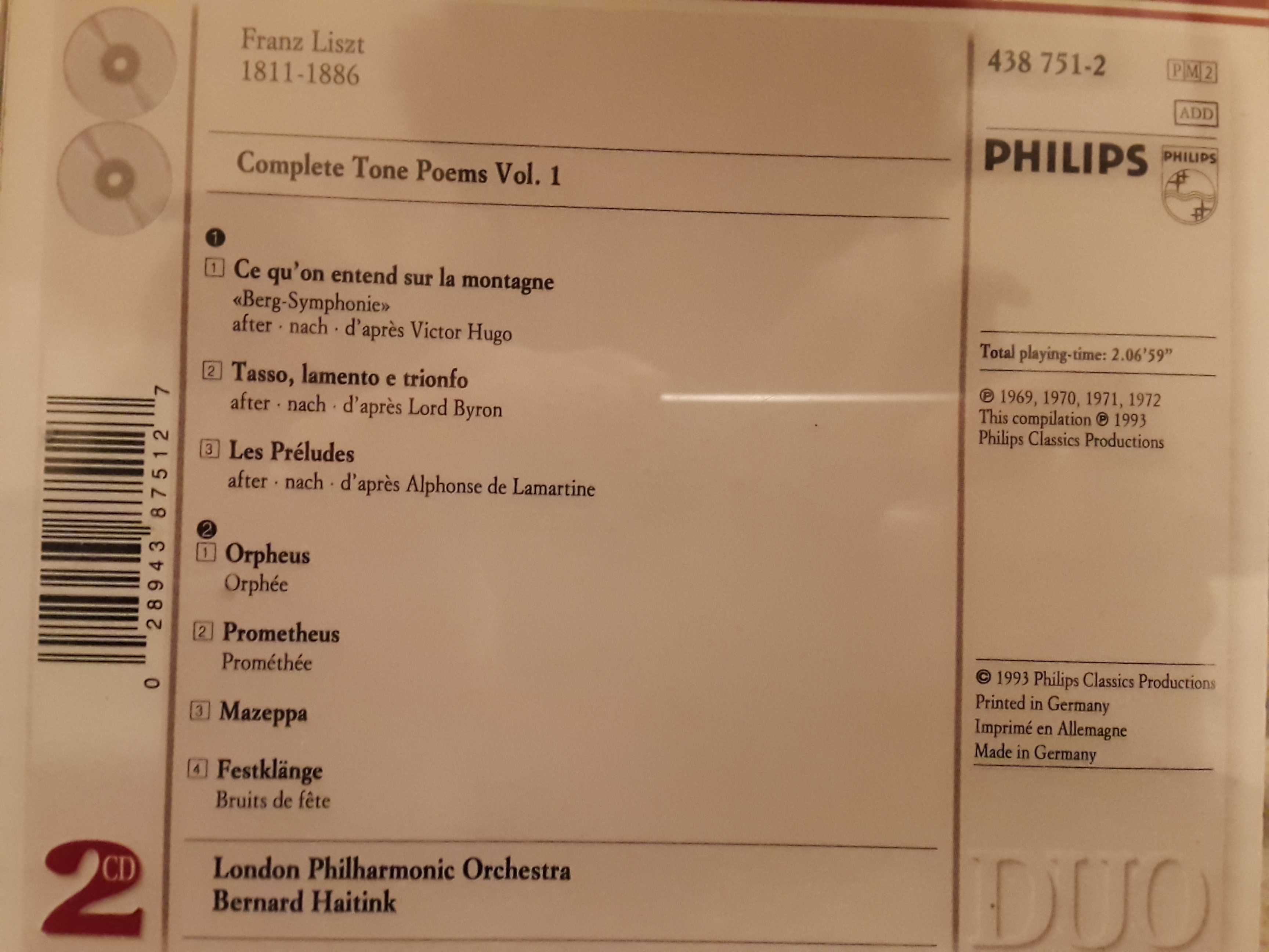 Franz Liszt - Complete Tone Poems volume 1 (duplo)