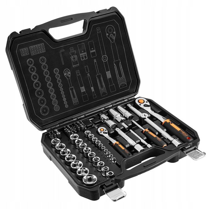 Neo Tools Klucze Nasadowe 1/2" 1/4" Zestaw Narzędzi 73 El. Walizka Sta