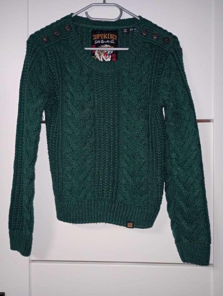Sweter sweterek SuperDry butelkowa zieleń rozmiar 38