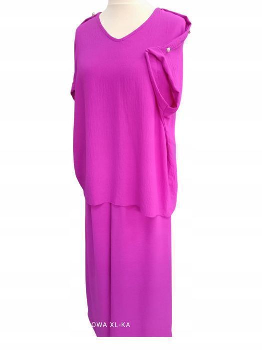 Komplet Spodnie + Bluzka Oversize Fuksja Rozmiar 48-50 (Biust 140)