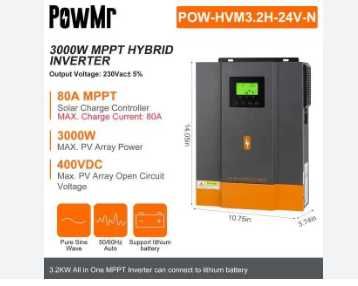 Гибридный инвертор PowMr   3,2, 4,2, 6,2 Kw от 12 500 грн