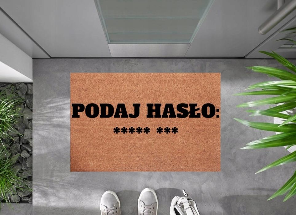 wycieraczka pod drzwi zamykaj śmieszny napis podaj hasło 8 gwiazdek