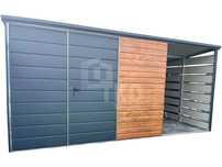 Schowek Domek Ogrodowy 3X3M + Wiata 1,5M Brama  Dach Spad  Tkd275
