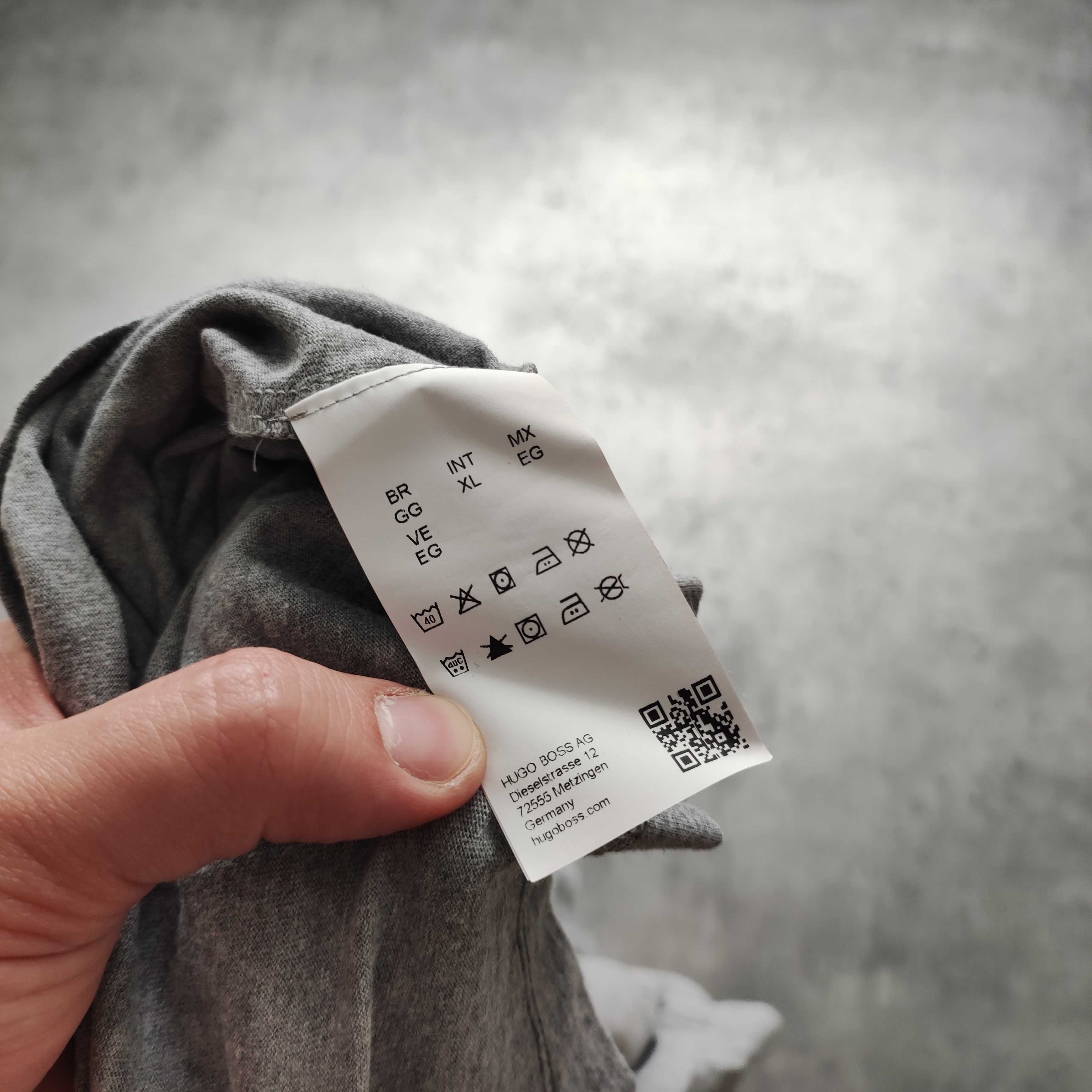 MĘSKA Koszulka Szara PREMIUM Bawełna Elegancka Kołnierzyk Hugo Boss