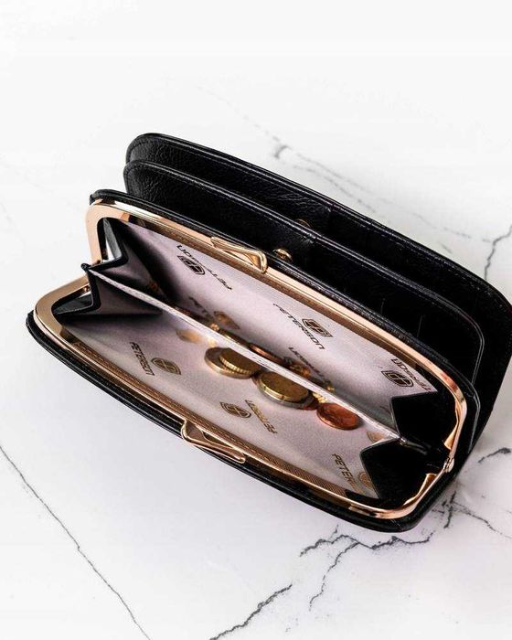 Portfel Damski PETERSON Poziomy Duży SKÓRZANY Elegancki LAKIEROWANY