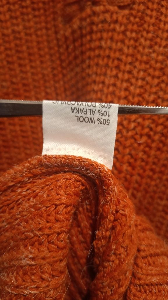 NOWY  Męski ciepły sweter z wełny i alpaki z wysoką stójką, 10% Alpaka