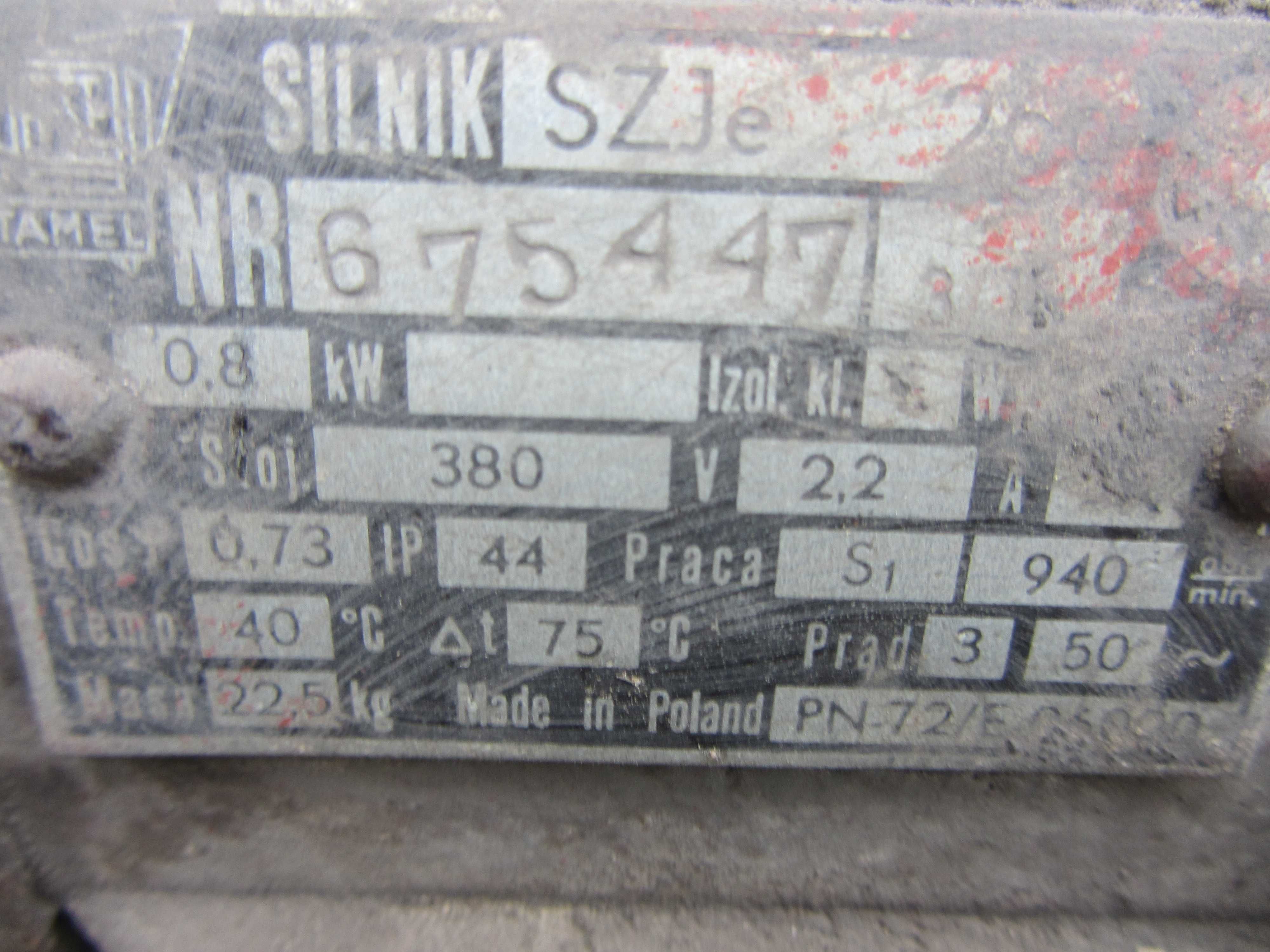 Silnik elektryczny 380 V 0,8 KW