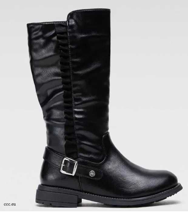 Kozaki damskie dziewczęce rozmiar 36, czarne Nelli Blu