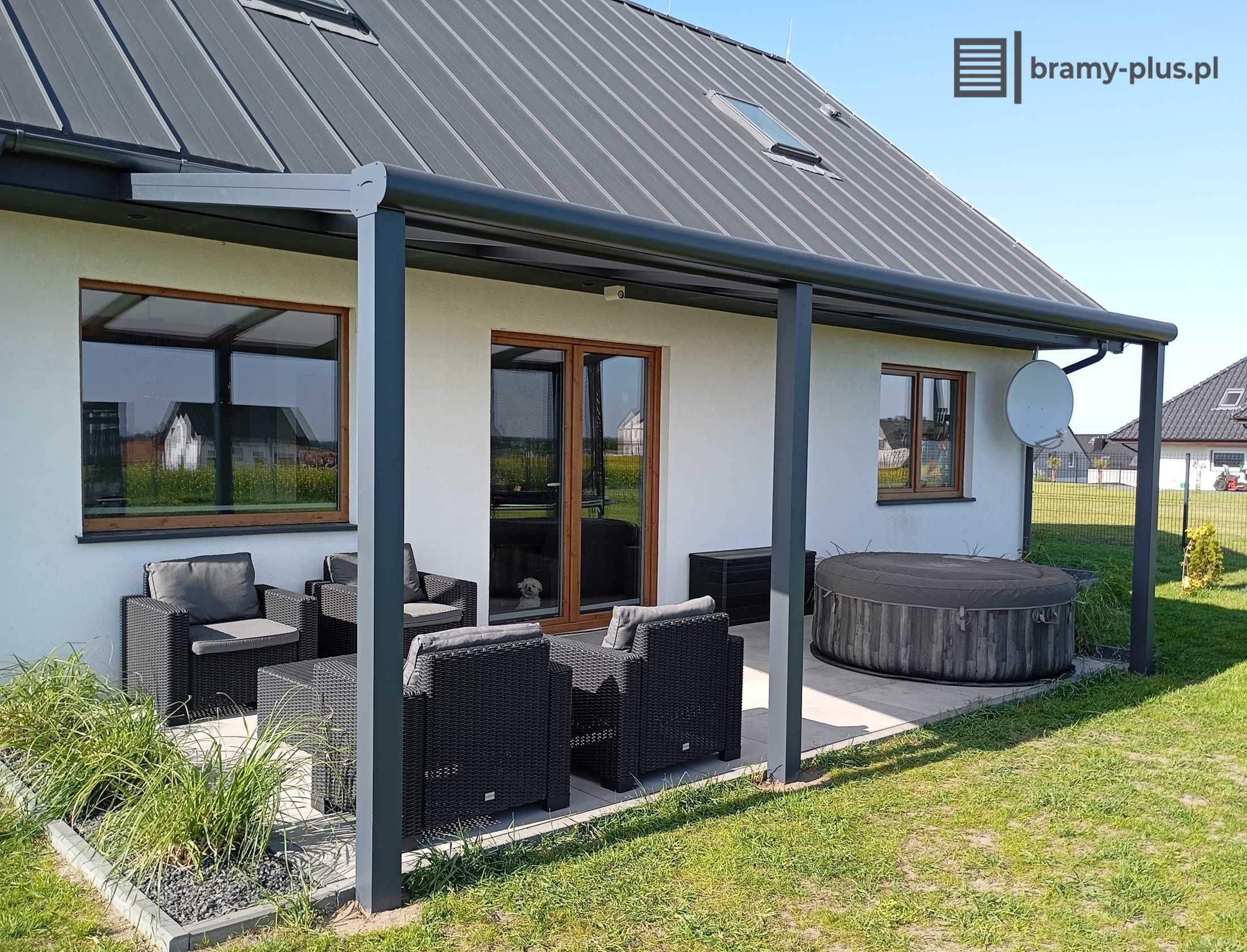 Zadaszenie aluminiowe z montażem, pokrycie poliwęglan, pergola, lemele