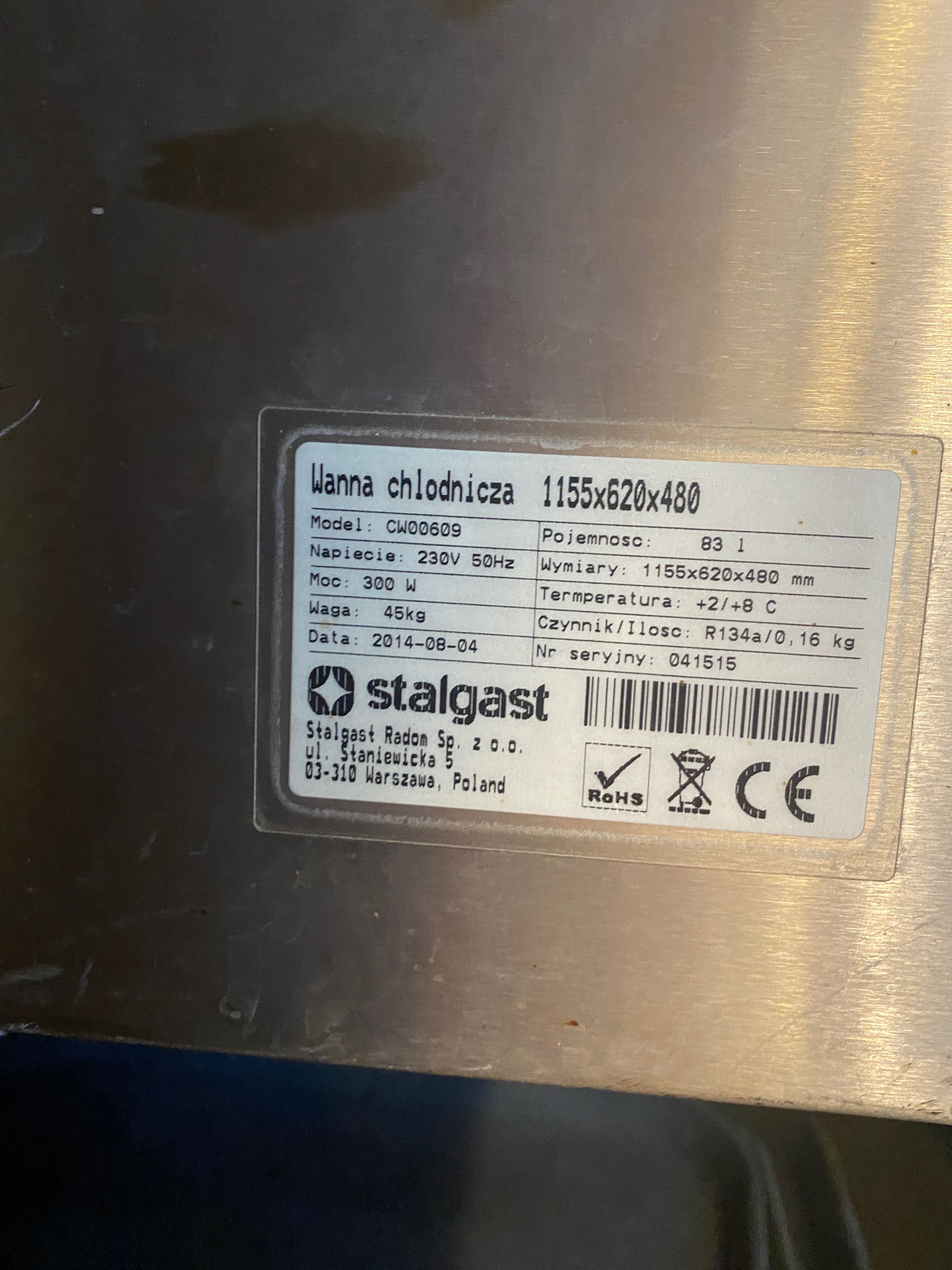 Wanna chłodnicza sałatkowa Stalgast 83L  STAN BARDZO DOBRY
