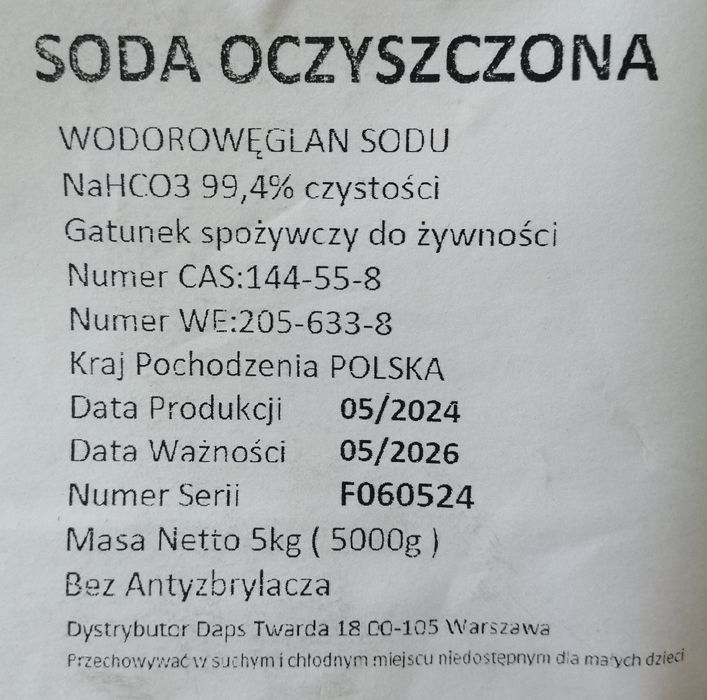 Soda oczyszczona spożywcza