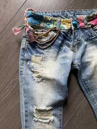 Desigual spodnie jeansowe jeans jeansy patchwork 36 jak nowe