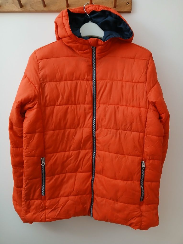 Zimowa kurtka z kapturem puchówka puffer 164cm