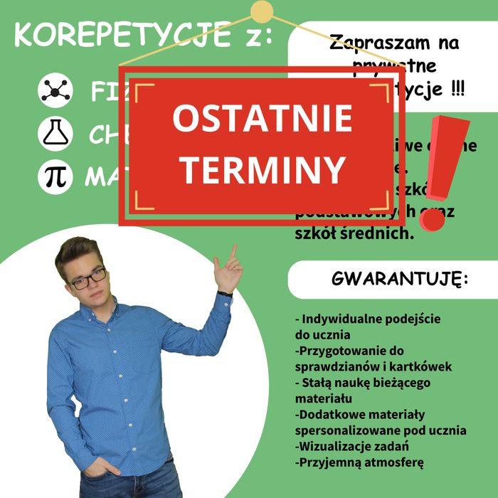 Fizyka / Matematyka / Chemia - korepetycje szkoła podstawowa i średnia