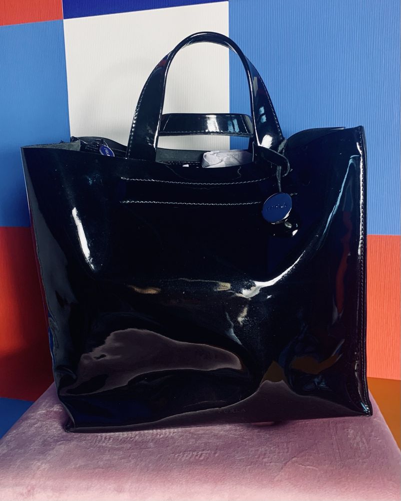 Torebka Furla Divide IT,  skóra, lakierowana, L, 30x28x15 cm