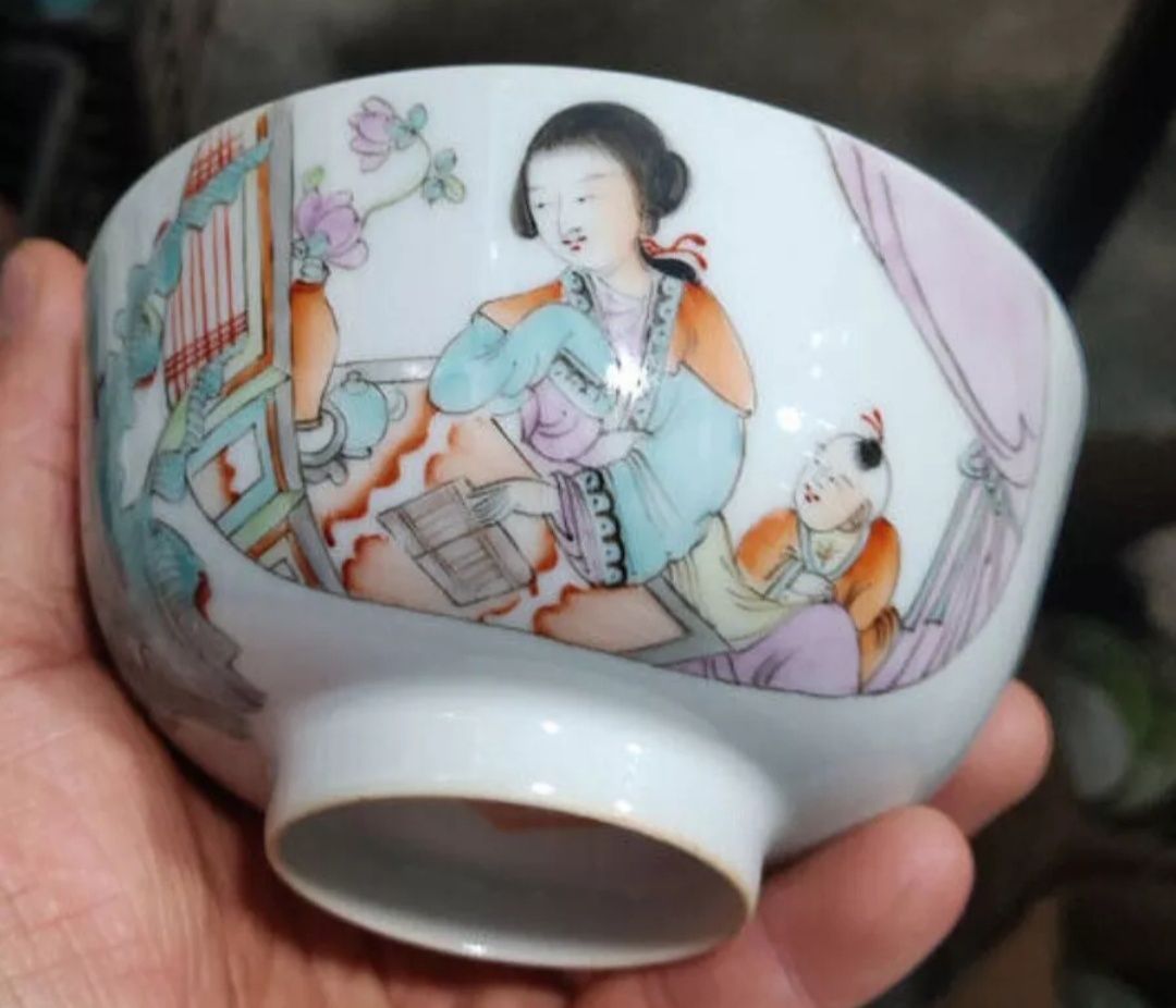 Taça de porcelana chinesa antiga, antiguidade chinês