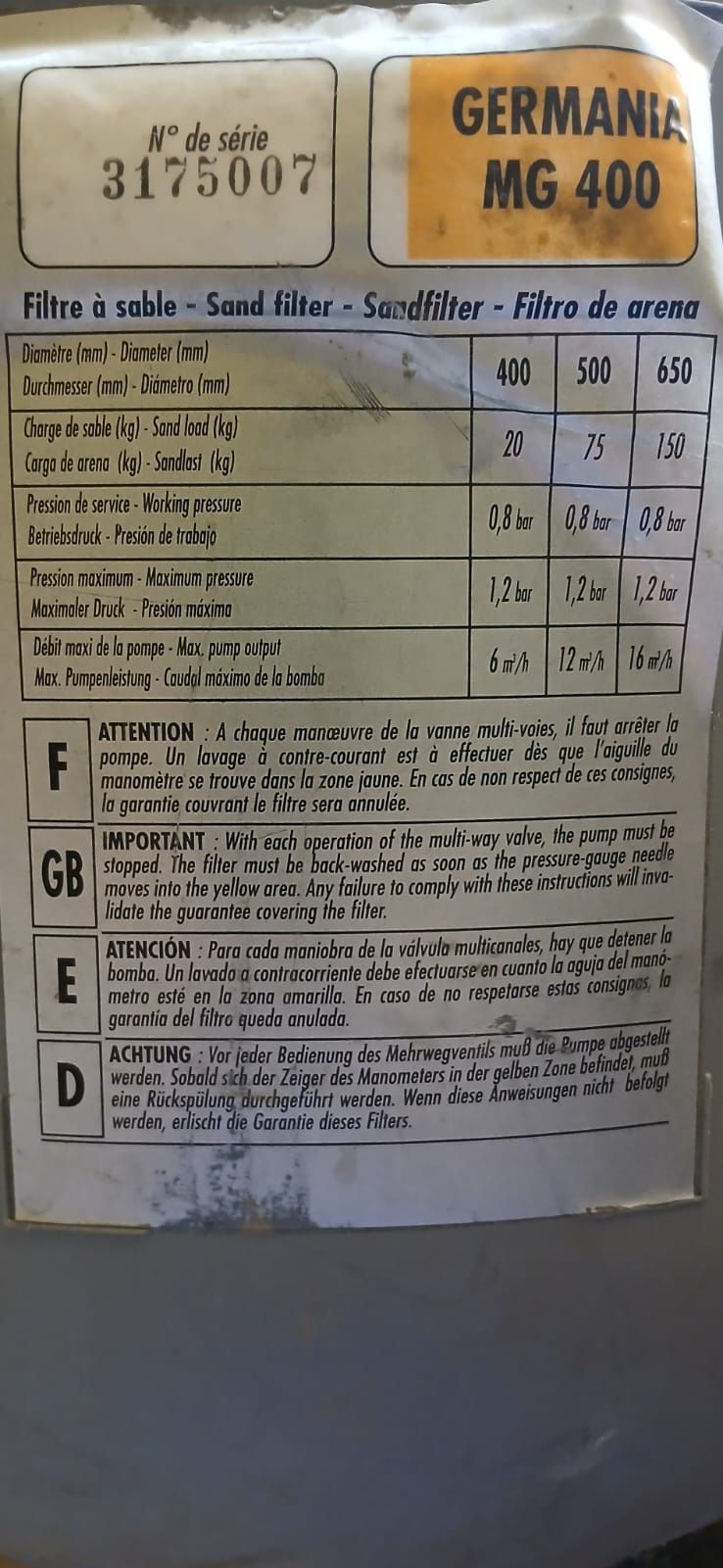 Filtr piaskowy  basenowy z pompą zawór wielodrogowy