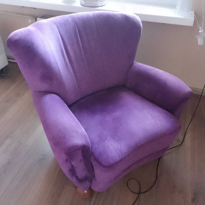 Solidny > zadbany > fotel „klubowy” > fiolet > Kędzierzyn