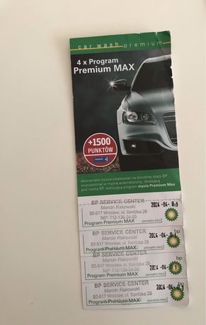 Karnet na myjnie automatyczną BP 4 x Program Premium MAX