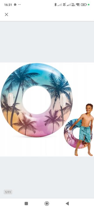 Duże koło z uchwytami dmuchane do pływania do wody Intex_97 cm