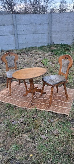 Stół z krzesłami stolik meble lite drewno komplet