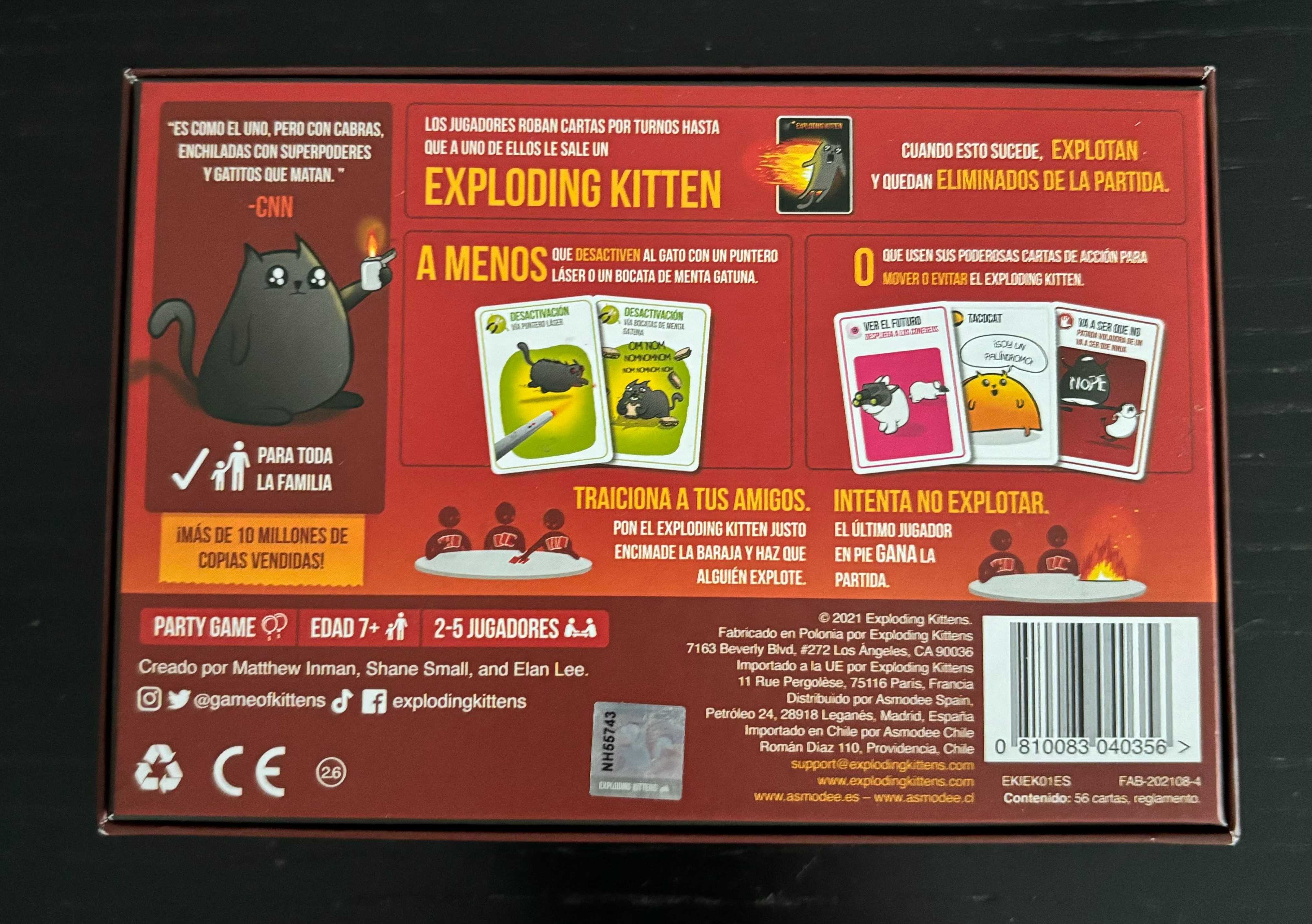 Jogo de Cartas "Exploding Kittens" - versão espanhola (NOVO)