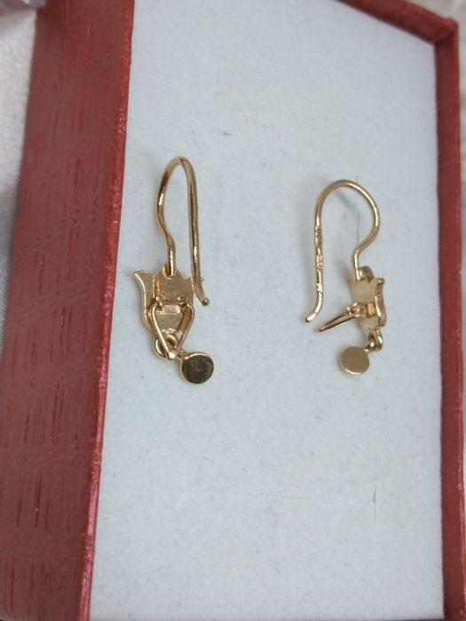 Piękne złote kolczyki tulipany, złoto Golden rose 583