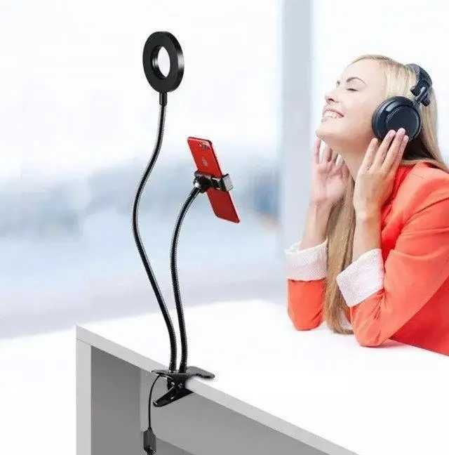 Держатель прищепка для телефона LED  блогера Professional Live Stream