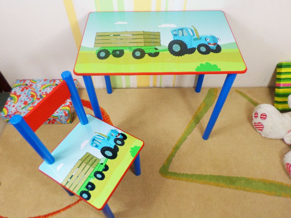 Дитячий столик і стільчик "Синій Трактор" Детский столик Дерев'яний