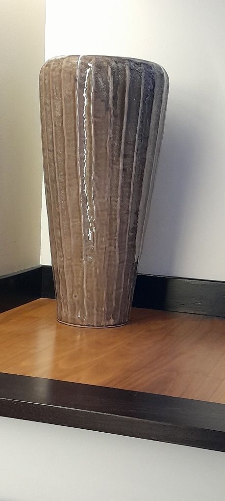 Vaso decorativo cerâmico alto cor taupe
