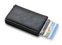 Mini portfel na karty i banknoty CZARNY