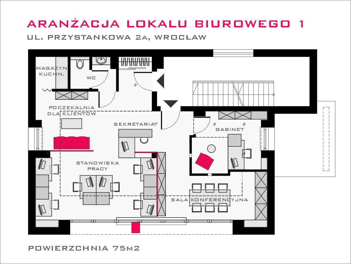 Lokal 76m2 z witryną na 1-piętrze do wynajęcia, Przystankowa, Wrocław