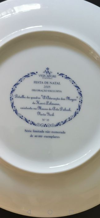 Prato de Natal Vista Alegre 2005
