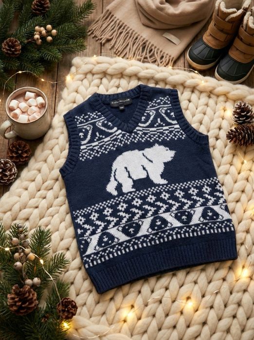 В'язаний дитячий жилет з ведмедем