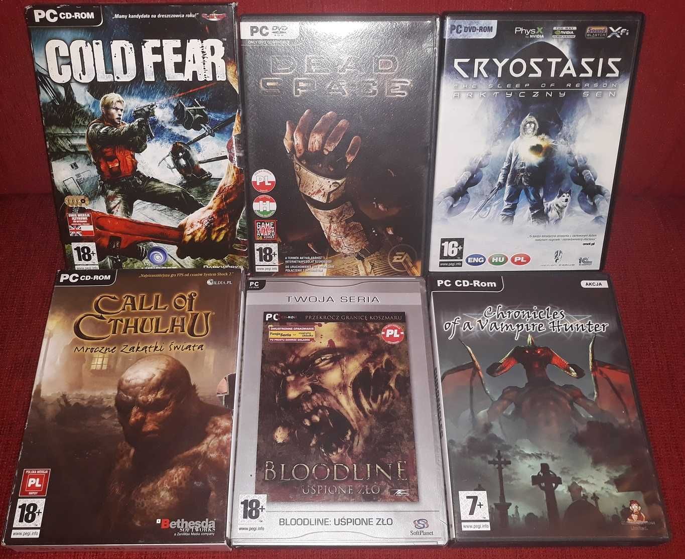 Cold Fear, Dead Space, Cryostatsis, Call of Cthulhu, Bloodline gry PC